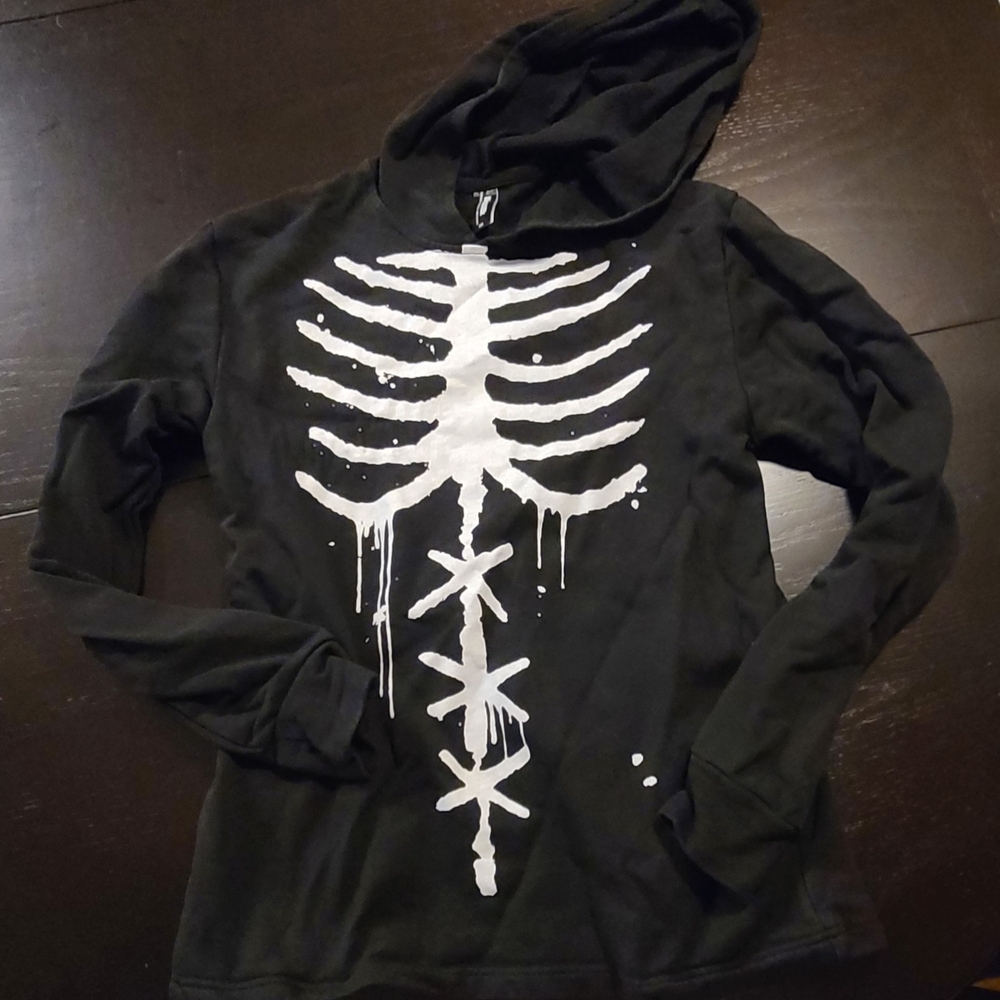 Limited Blackmilk Skeleton Hoodie, Black & White, XS